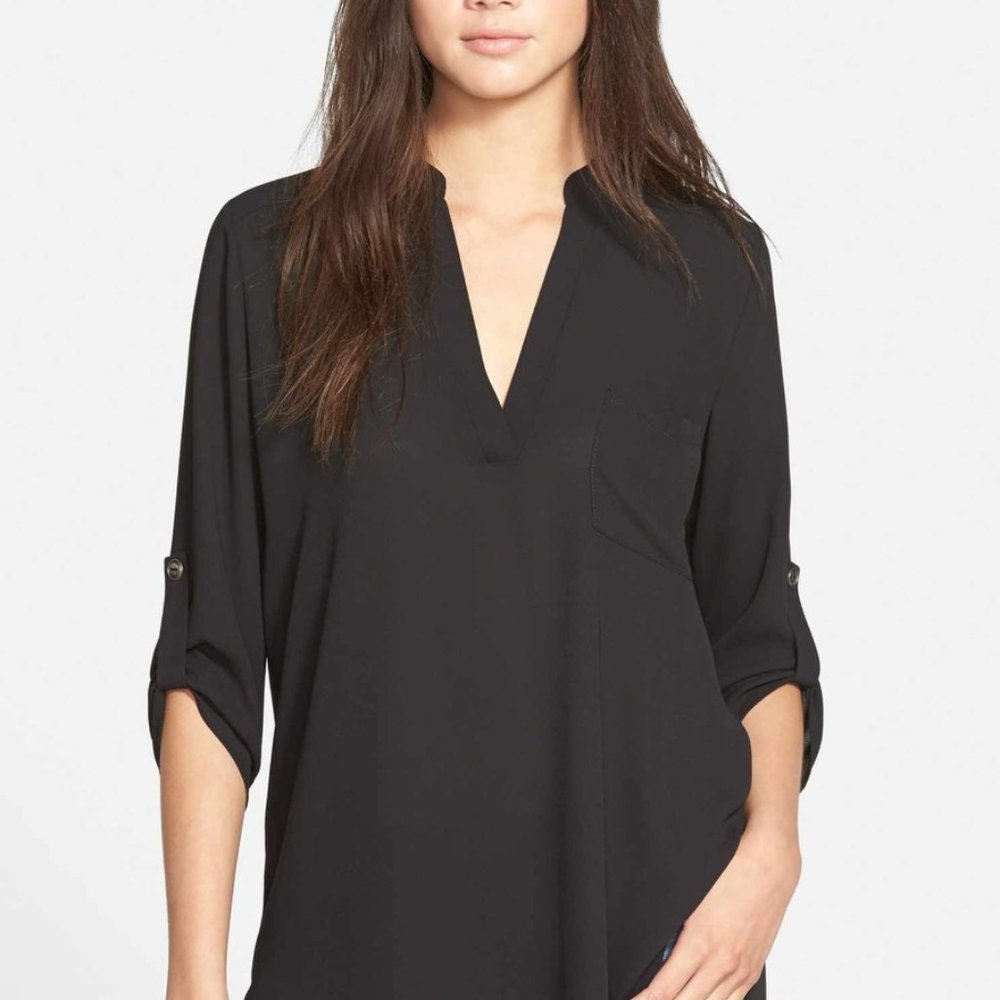 LUSH Roll Tab Sleeve Tunic XXL Black